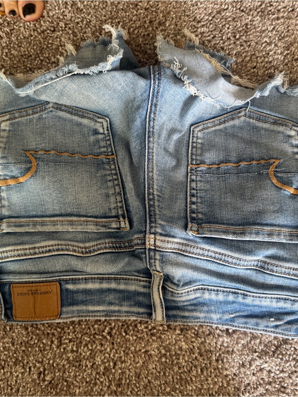 Mango Light Blue Frayed Hem Ankle Jeans